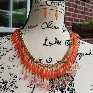 Coral and pink necklace set